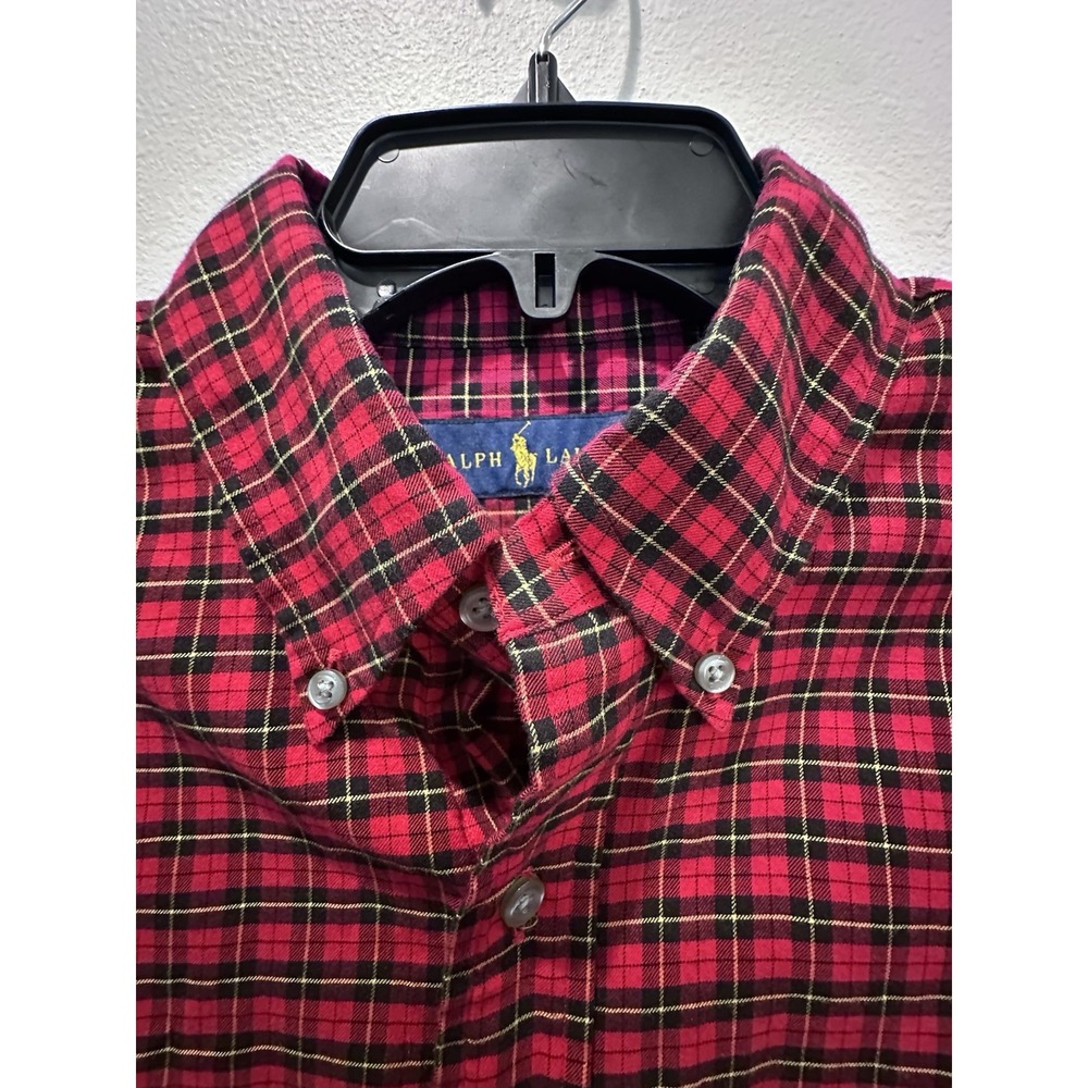 Ralph Lauren Shirt Mens Medium Red Blue Pony Button Down Long Sleeve Preppy - Picture 3 of 12